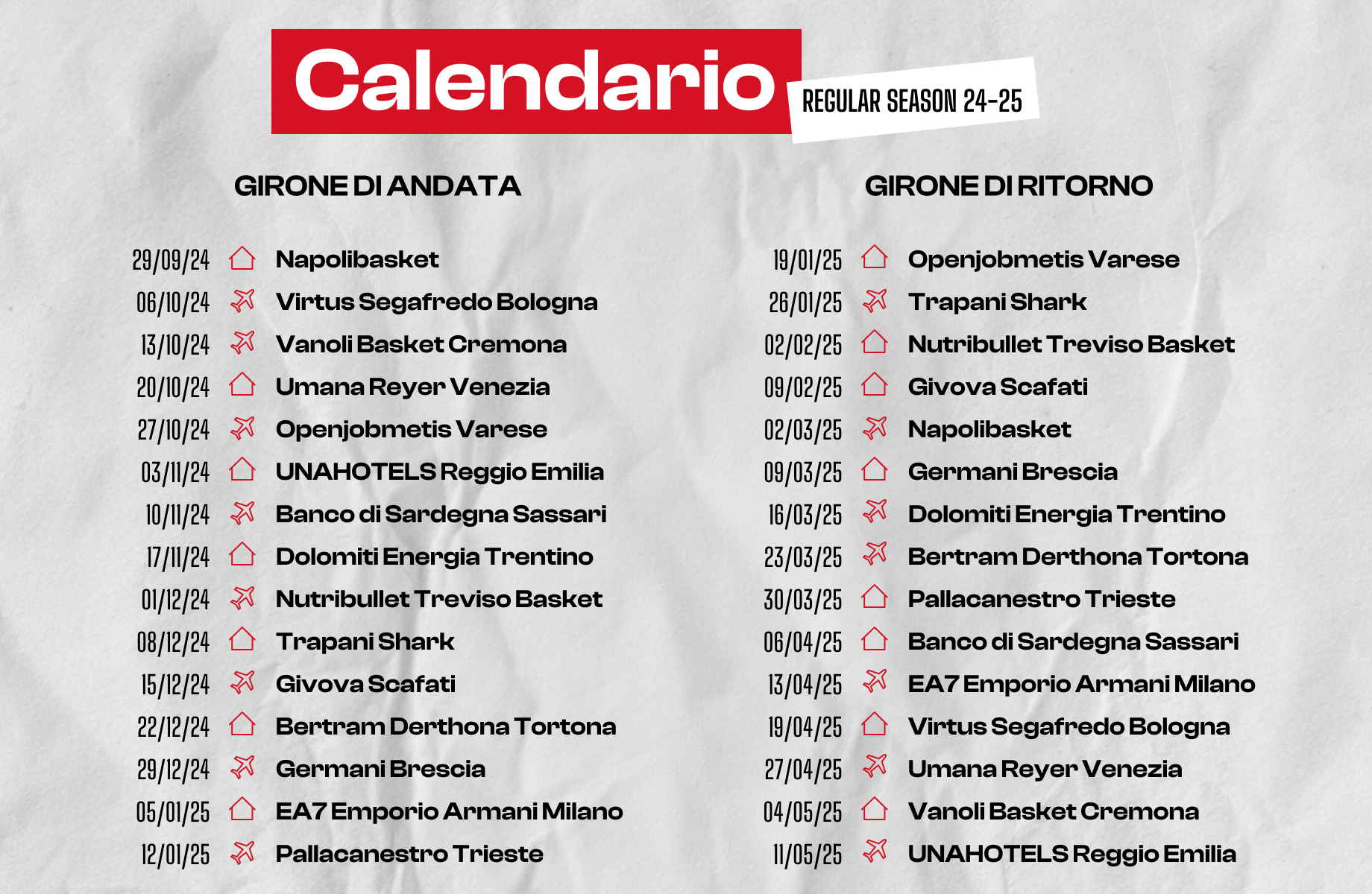 calendario lba pistoia basket 2024/25