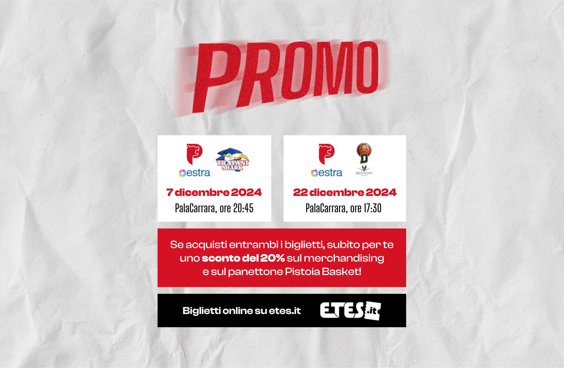 promo biglietti pistoia basket trapani e tortona